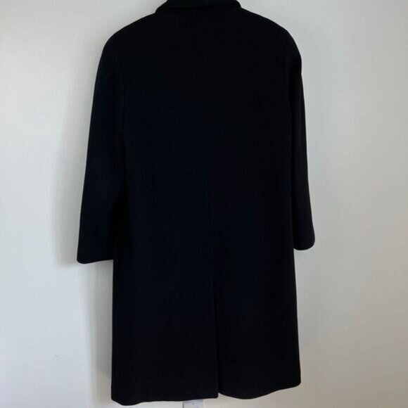 Vintage Fennelli Paris Women's Med Black 100% Virgin Wool Long Overcoat Jacket - Picture 14 of 16